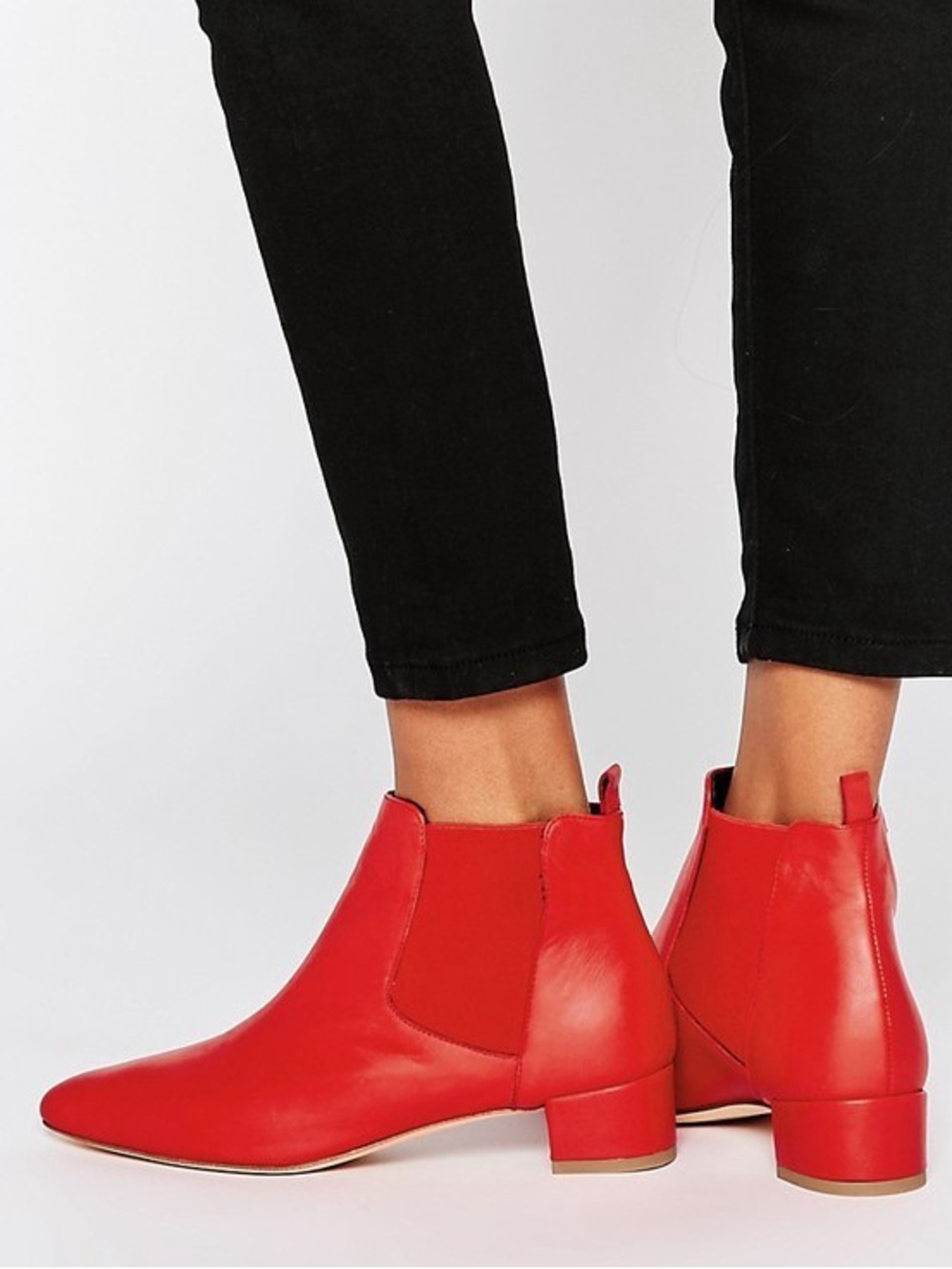Miista Beau Red Leather Chelsea Boots Size 41 US 10.5 Made in Spain Pointed Toe